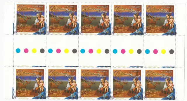 1996 'CHRISTMAS ISLAND CHRISTMAS - SAILING SHIPS' - GUTTER STRIP of 10 x 45c MNH