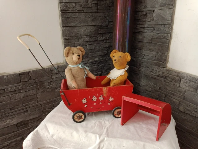 Ancien Landau De Poupée Miniature - Jouet Vintage Années 1930 - Bois - Rare