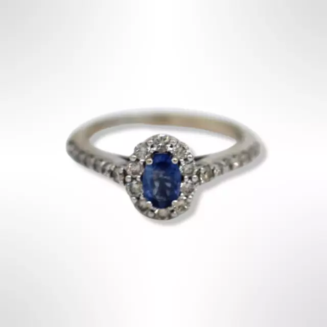 Le Vian 14K White Gold Natural Sapphire Diamond Halo Ring (size 7) 2