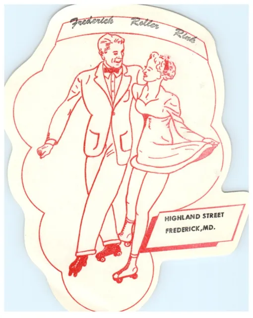 Original Vintage 1940s Roller Skating Rink Sticker Frederick MD s14