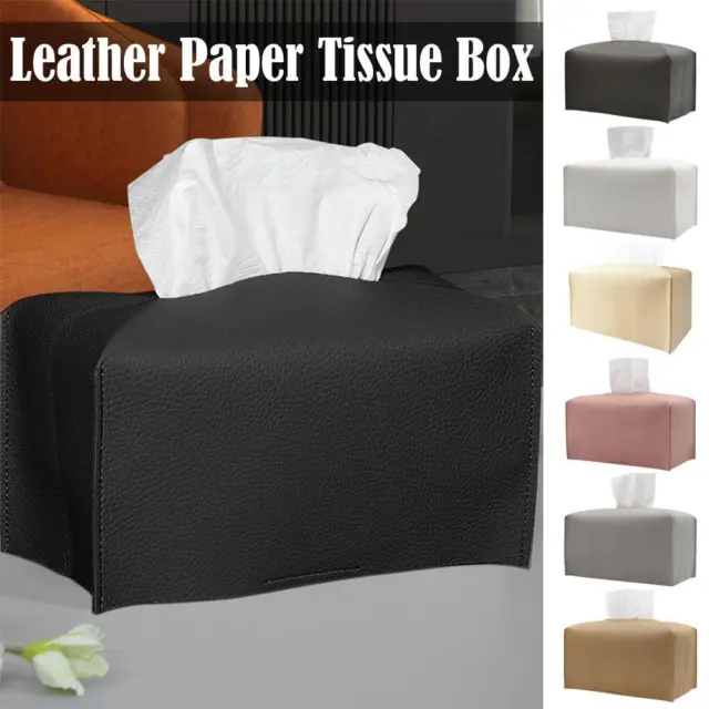 Cubierta de caja de tela de cuero rectangular caja de tejido decorativa L2L %