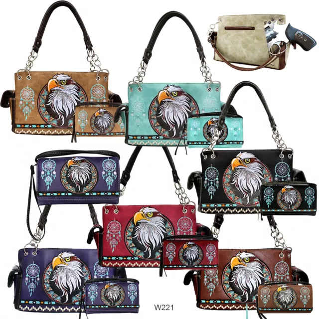 Western Style Eagle Handbag Concealed Carry Purse Women Shoulder Bag & Wallet