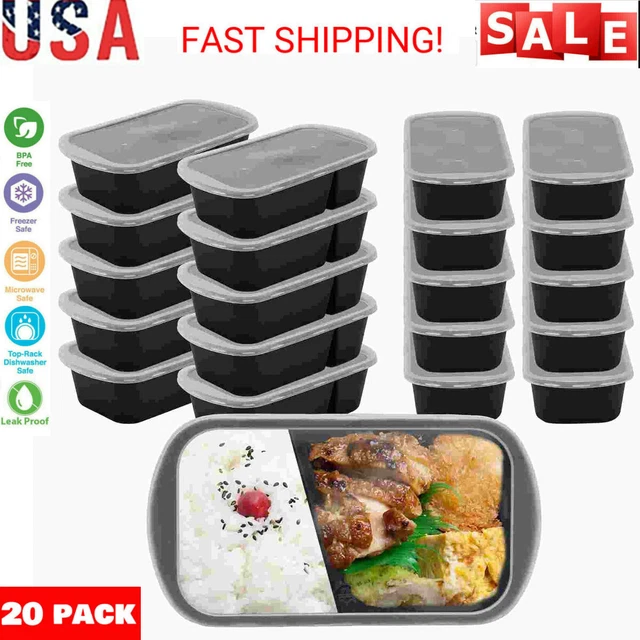 20 PACK PREMIUM Meal Prep BAP Free Plastic Microwavable Food Containers