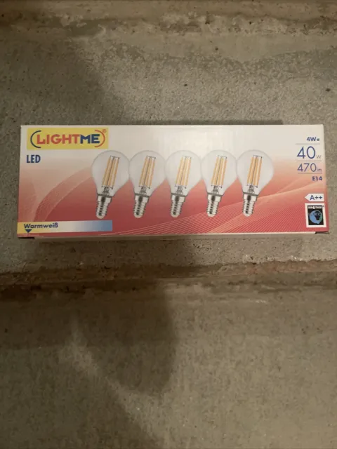 5 x LightMe LED Filament Leuchtmittel Tropfen 4,5W = 40W E14 klar 470lm warmweiß
