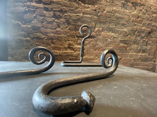 Rustic Iron Curtain Tie Back & Pair Pole Brackets / Coat/Hat Hooks Gothic Style
