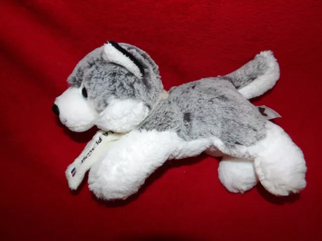 Doudou CMP Peluche Chien Husky Gris Blanc Echarpe La Plagne