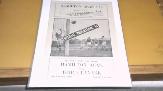 HAMILTON ACCIES v THIRD LANARK Feb 1952 Scottish Cup