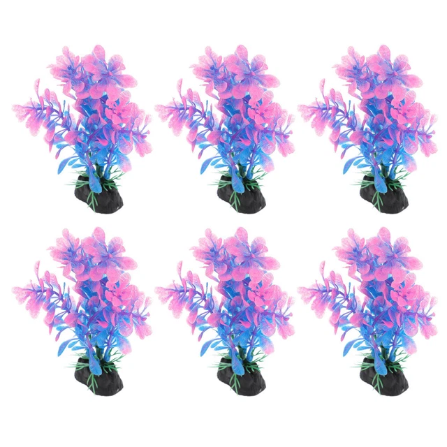 6pcs künstliche Aquariumpflanzen lila lebensechte Unterwasserpflanzen