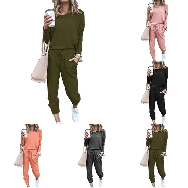 Donna Tuta da Ginnastica Pantaloni Top Daily Traspirante Casual Comodo Felpe