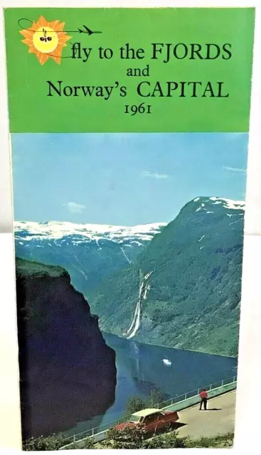 Vintage Fly Fjords Norway Oslo Bergen Stavanger Travel Tourist Brochure 1961
