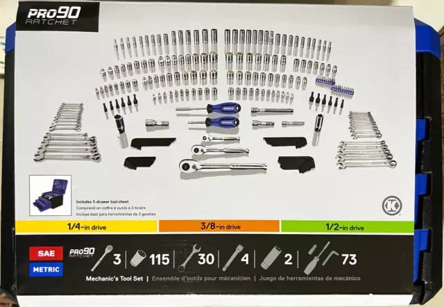 Kobalt 227 Piece Metric Combination Polished Chrome Mechanics Tool Set 81239 NEW