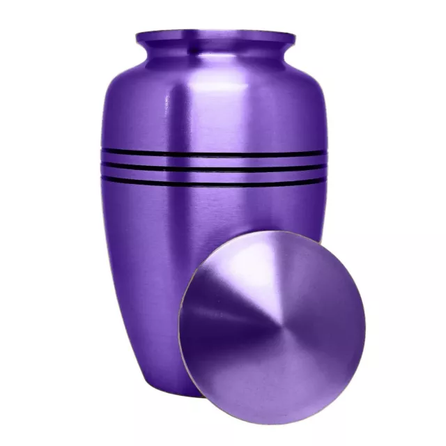 Adult Cremation Urn for Human Ashes Lovely Large Purple Urns with Velvet Bag