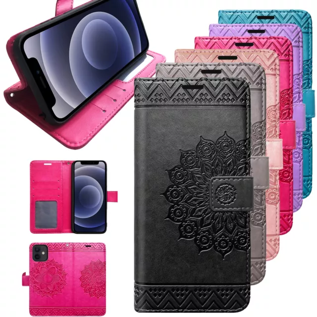 iPhone, Handy Tasche Handyhülle Schutz Hülle Flip Cover Buch Case Etui Mandala