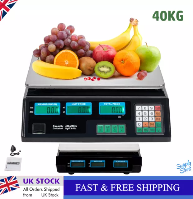 40KG Digital Weighing Scales Retail Commercial Electronic Weight Price Computing