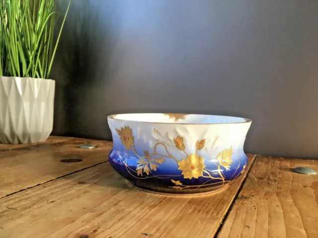 Quality Antique R Delinieres & Cie Limoges Sugar Bowl Cobalt Floral Gold Gilt