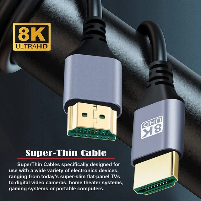 CY Cavo Prolunga HDMI 2.1 Maschio-Femmina 1,5m – 8K@60Hz 4K@120Hz 48Gbps, Ultra HD, Placcato Oro, Compatibile Universale