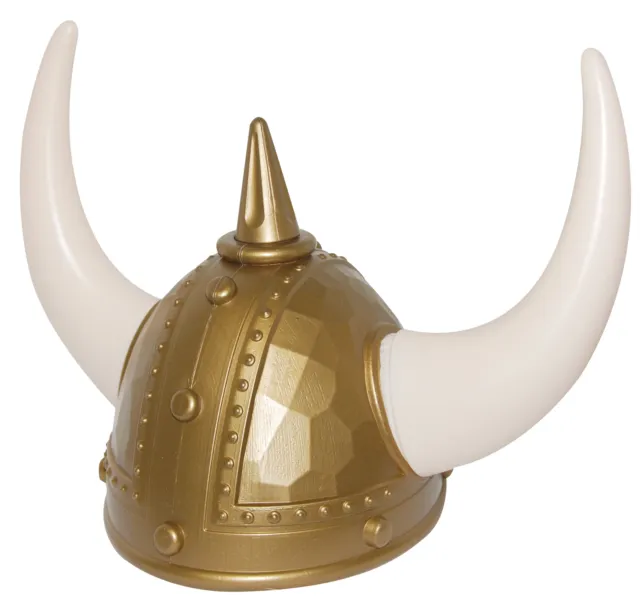 Adult Gold Medieval Viking Helmet with Horns Barbarian Halloween Costume Prop