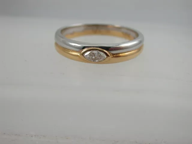 feiner zarter Diamant Ring Platin Weiß- u. Gelbgold 750 EGF