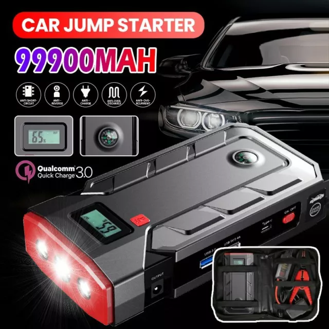 99900mAh Car Jump Starter Power Bank Pack Vehicle Charger Battery Engine Booster 2