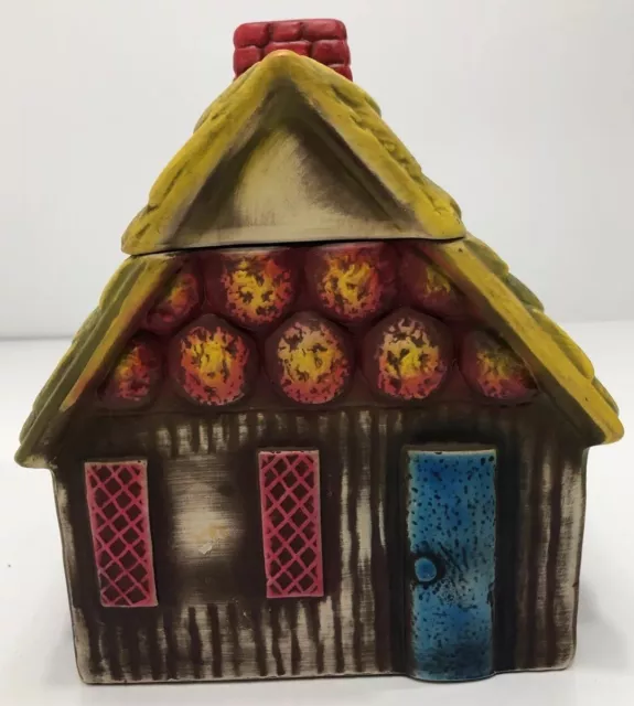 Christmas Norleans Japan Cabin Cookie Jar Log cottage house canister ceramic