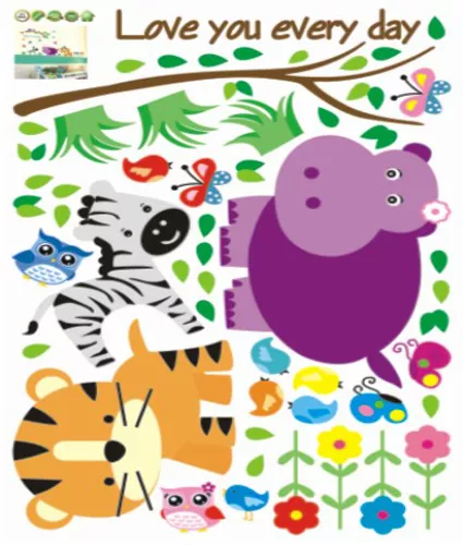 Wandaufkleber Wandtattoo Wandsticker Deko Tiere Zebra Eule Kinderzimmer AY9046