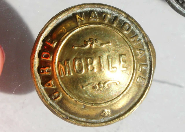 BOUTON UNIFORME ANCIEN MILITAIRE - GARDE NATIONALE MOBILE - D:22mm / RARE BUTTON