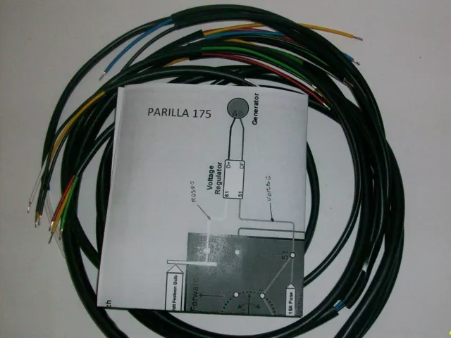 Impianto Elettrico Electrical Wiring Moto Parilla 175 Con Schema Elettrico