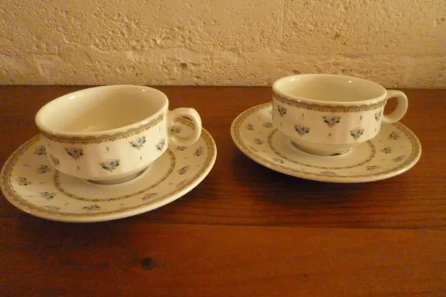 2 grandes tasses à café bistrot ceranova décor main, porcelaine allemande
