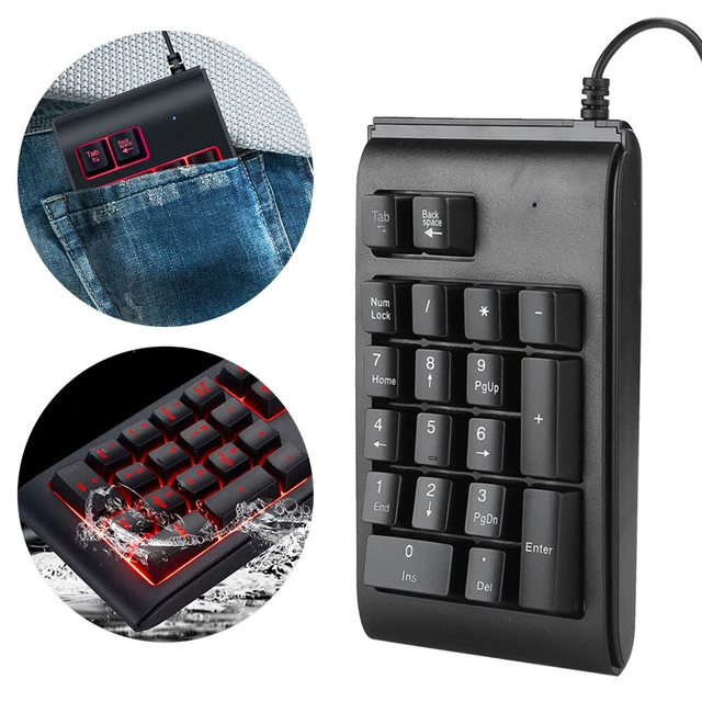 LED BACKLIT KEYPAD USB Wired Numeric 19-Keys Keyboard Mechanical Keypad ...