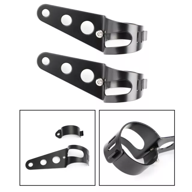 Forcella 43mm-50mm Testa Portalampada Faro Staffe di Montaggio Nero per Moto L3