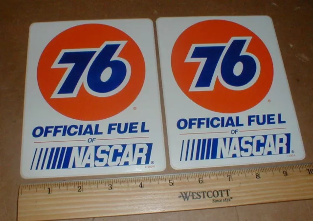Union 76 Official Fuel NASCAR vtg NOS New contingency racing decal Stickers Pair