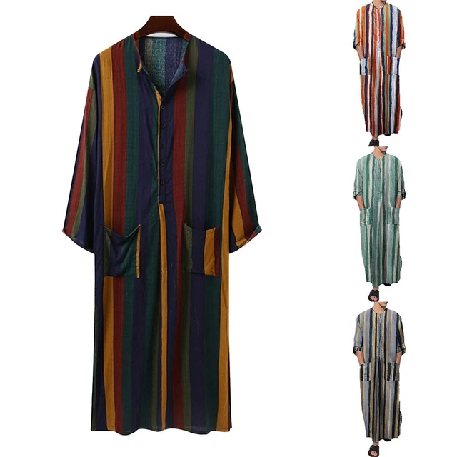 Abito Uomo Estate Comodo Moda Musulmano Saudito Colore Solido Arabo Traspirante