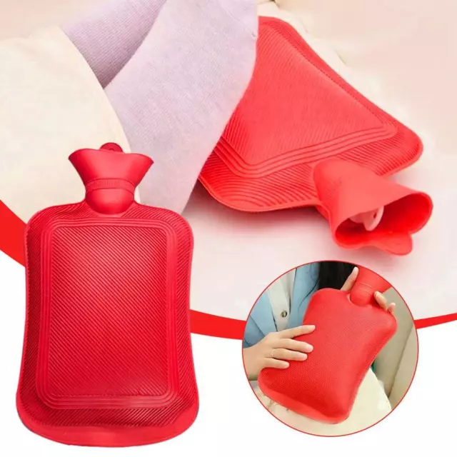 Rubber Hot Water Bottle 2000ml Natural Large Bag Winter Warm Pain Relief Cove α7