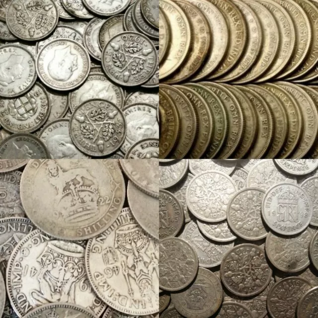 1 oz Pre 1947 British Silver Coins - Threepence Sixpence Shillings - Not Scrap 