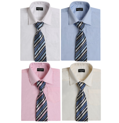 Boys Shirts Long Sleeve Cotton Blend Formal Shirt and Tie, Boys Smart Suit Shirt