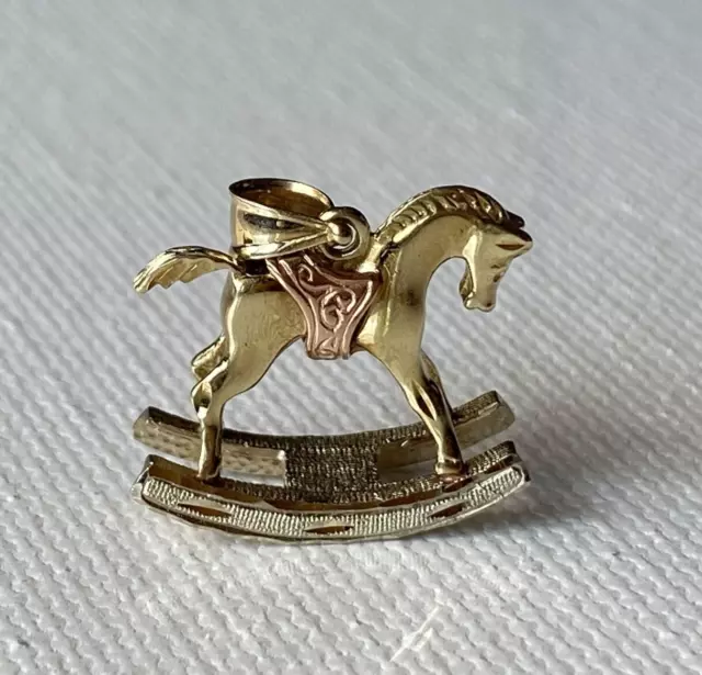 14K Tri-Colored Gold Rocking Horse Charm by Beverly Hills Gold