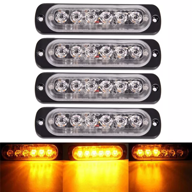 Amber 6 LED 18 W Barra Auto Camion Strobo Luce Avviso Emergenza 12V-24V HGH7