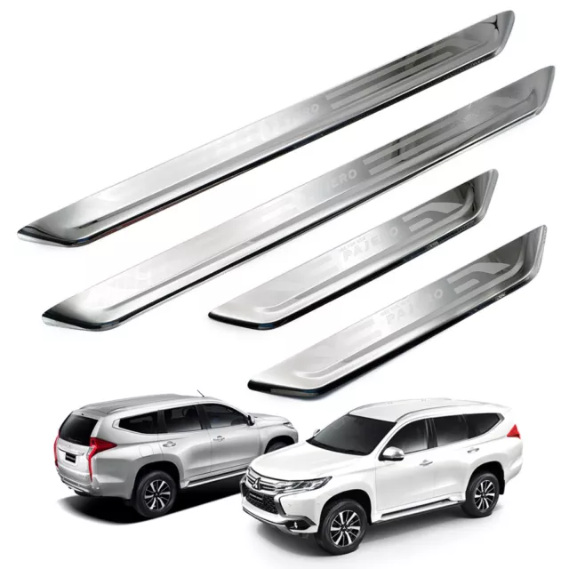 Stainless Scuff Plate Sill Chrome Fits Mitsubishi Pajero Montero Sport 2016 2019