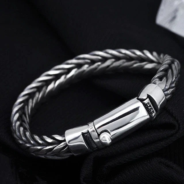 Pure Real S925 Sterling Silver 9mm Round Wheat Link Bracelet 7inch to 8.66inch