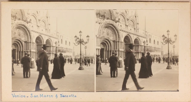 Italien Venedig Platz Wohl Markusplatz Foto Stereo Bastler Vintage Analog c1920