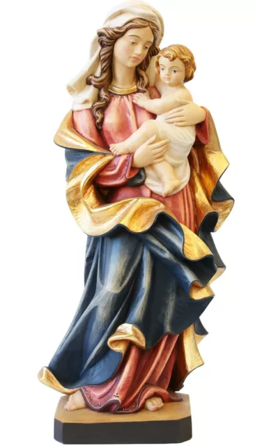 Estatua De Virgen Des Corazón H 20 CM María Con Niño Jesús De Madera de Arce