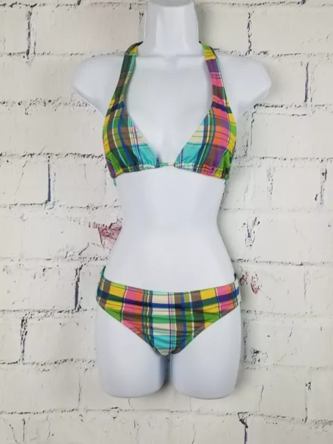 Squirtini Mackenzie 2 Piece Plaid Bikini Girl size 16 UV Protection lined