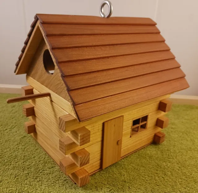 Handmade Log Cabin Style Birdhouse - Approx. 8" x 6" x 8". Made w/ Pine & Cherry