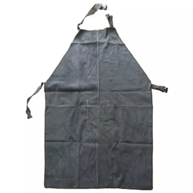 Welder Apron Heat Insulation Welding Artificial Cowhide Dark Blue 90x60cm