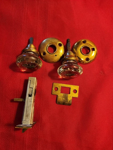 Pair of Vintage 1930's Georgetown Crystal and Brass Doorknob sets 2