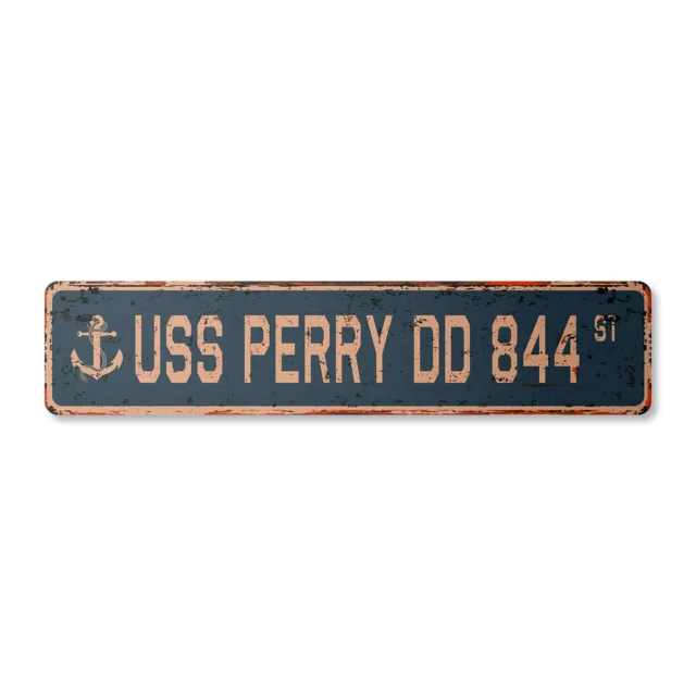 USS PERRY DD 844 Vintage Street Sign us navy ship veteran sailor rustic gift