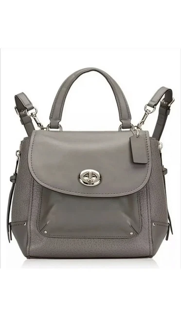COACH FAYE BACKPACK Convertible Crossbody. Leather, Grey  display picture 3