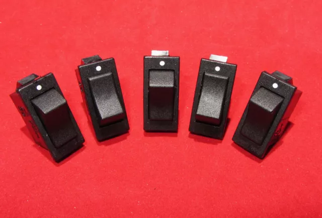 5 pcs, Swann 39 Black Rocker Switch, SPST 15A 125VAC 1/2HP - Snap In, T85 250VAC