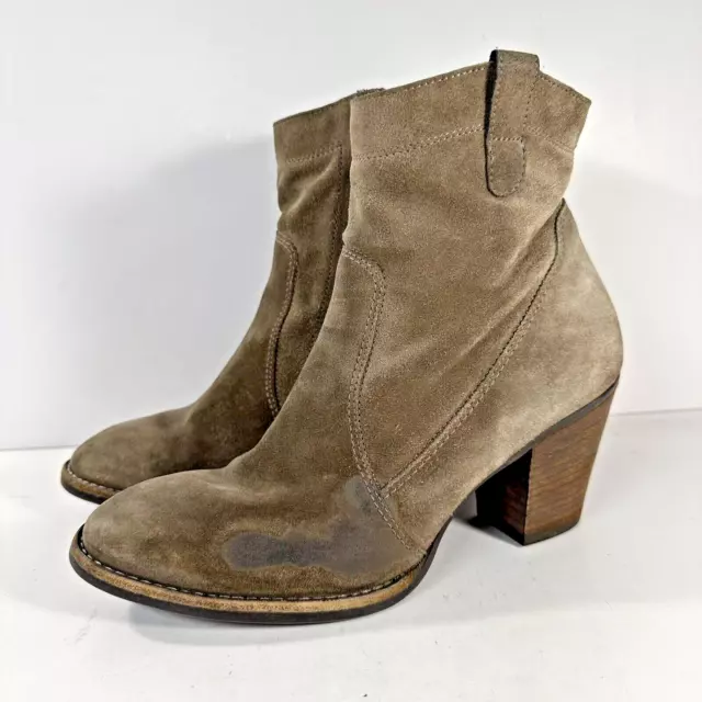 Paul Green Suede Ankle Booties Boots Women's Size UK 5.5 US 8 Brown Side Zip