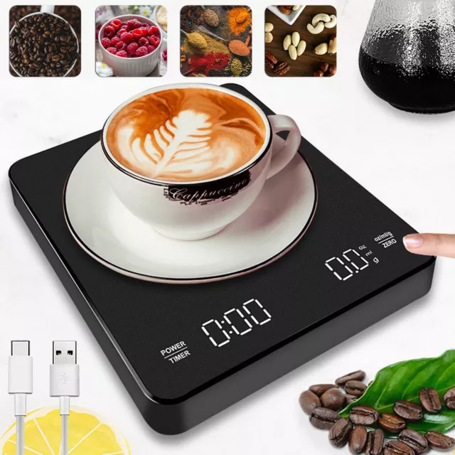 Kaffeewaage Präzisionswaage Digitale USB Espressowaage Barista Waage mit Timer